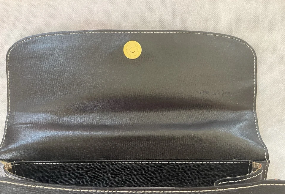 Vintage Burberry Black Leather Haymarket Satchel - Image 4 of 4