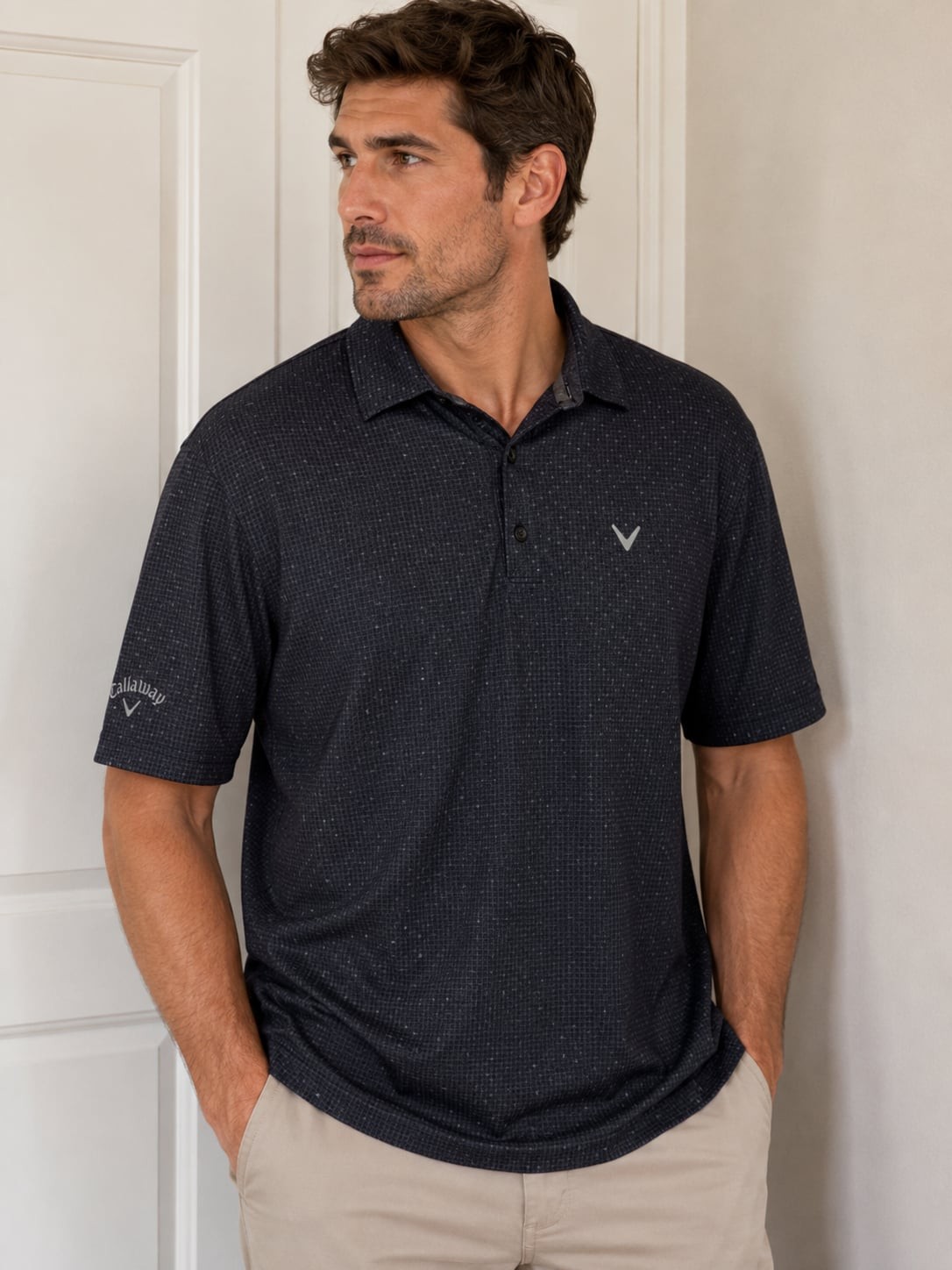 Callaway Men's All-Over Micro-Print Performance Golf Polo