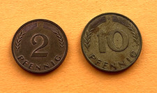 Germany 1 & 10  Pfennig   1981  Coin  Circulated coins German