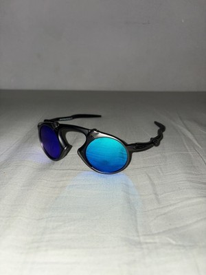 Oakley Madman Sonnenbrille Dark Carbon Frame Blue Mirror Lenses Rare Collector
