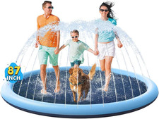 Non-Slip Splash Pad for Kids and Dogs - 87 Inch Outdoor Water Play Mat