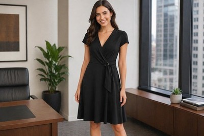 Lauren Ralph Lauren Womens Jersey Surplice Sheath Dress Black 8