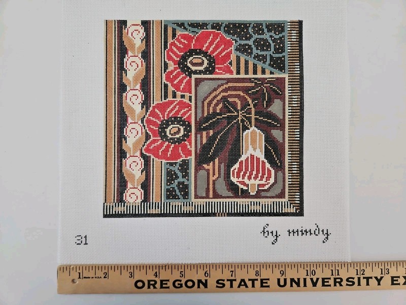 18-Mesh Mono ART NOVEAU Handpainted Needlepoint Canvas 31 by Mindy 11x11 MNF