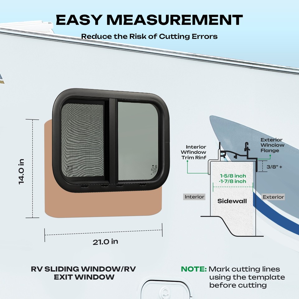 Horizontal Sliding RV Window For 21