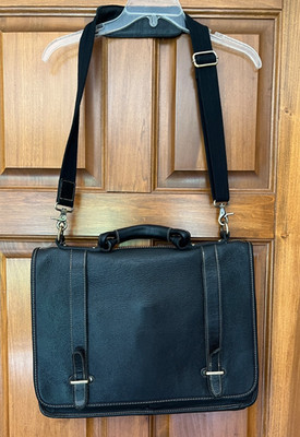 APC Black Leather Computer Bag Briefcase Minimalist Look VGUC