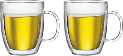 15Oz Bistro Double Wall Insulated Mug, High-Heat Borosilicate Glass, Set of 2, C