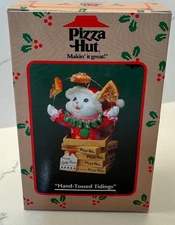 Vintage Enesco Pizza Hut Christmas Ornament HAND-TOSSED TIDINGS Mouse NEW
