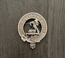 Scottish Stewart Clan Crest Pewter Badge or Kilt Pin "Virescit Vulnere Virtus"