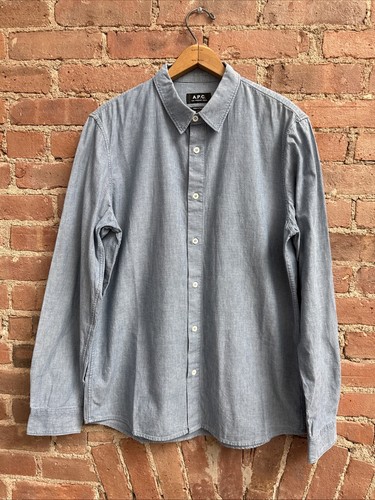 APC Men's Chambray Shirt, Sz Large, 100% Cotton Great Piece - Picture 3 of 8