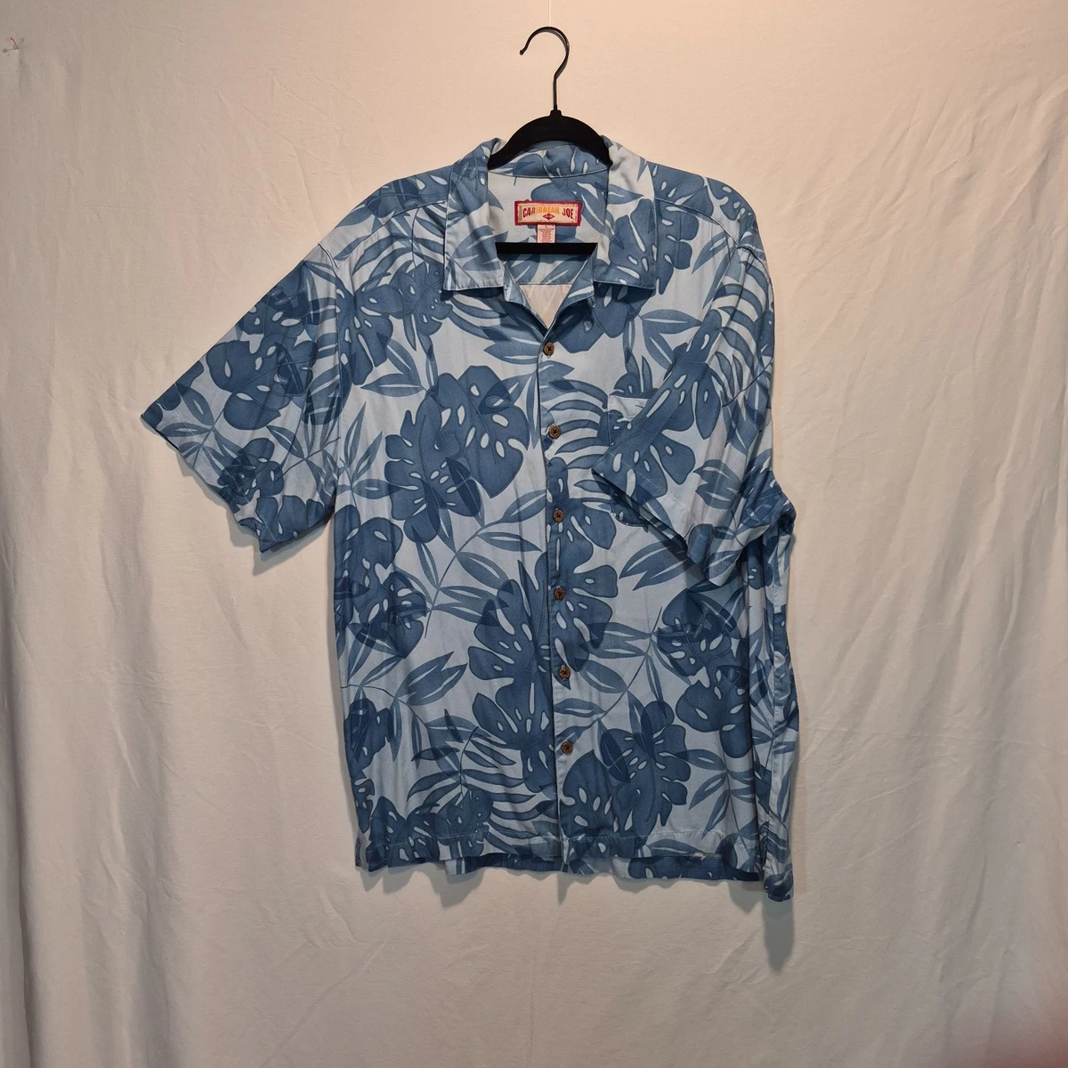 Chemise Hawaïenne Caribbean Joe Grande Fleurs Tropicales Florales Bleue
