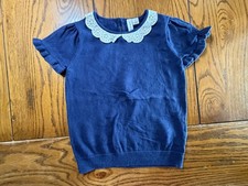Janie and Jack Spring Picnic Eyelet Collar Short Sleeve Sweater Top Girls Size 5