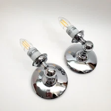 2006 Restoration Hardware Polished Chrome Candlestick Wall Sconces No Shades