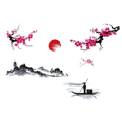 For Home Bedroom Decoration Home Wall Stickers Art Decals PVC Plum Flower - Picture 2 of 8