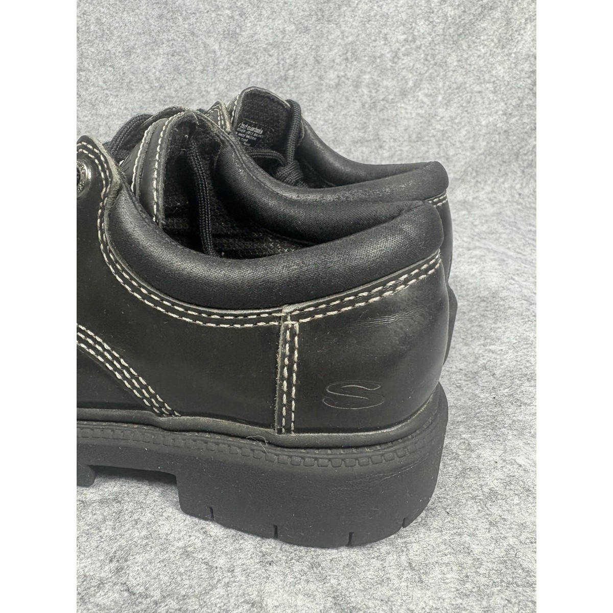 Vintage Skechers Jammers Black Leather Platform Chunky Lug Sole 