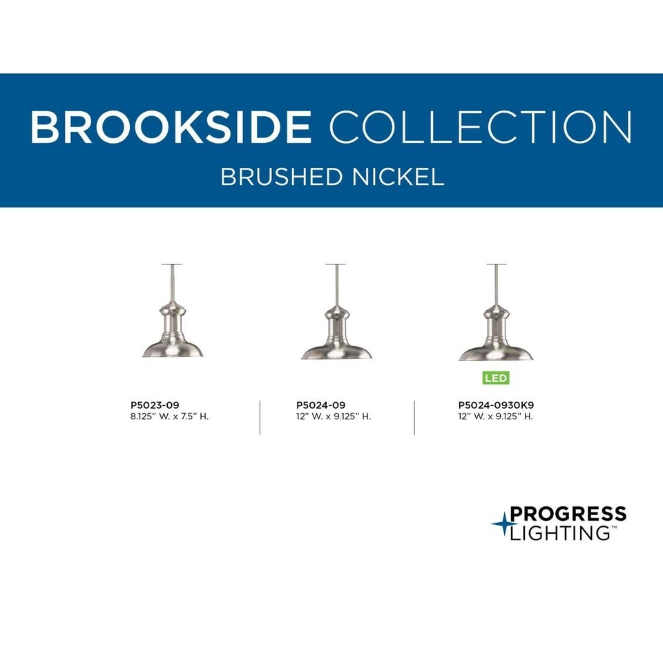 Progress Lighting P5023-09 Brookside 8-Inch Diameter x 7-1/2-Inch Height, Nickel - Image 3 of 4