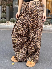 25AW Kapital Retro Casual Leopard Print Workwear Paratrooper Pants