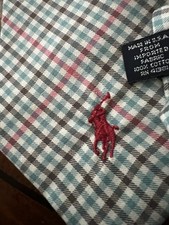 VTG Polo Ralph Lauren Made in USA Windowpane Cotton Embroidered Pony Men Tie