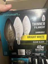 EcoSmart 40W Dimmable LED Vintage Edison Light Bulb Bright White 3-Pack