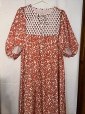 SHEIN Orange White Abstract Floral Maxi Dress With Short Sleeves Size S