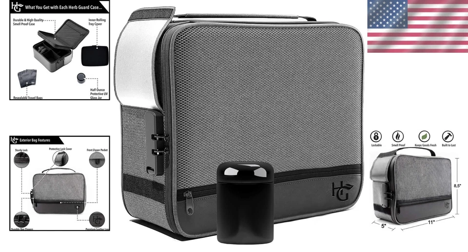 Estuche a prueba de olores extra grande para viajar - 5 compartimentos y tarro UV incluido Foto 2 de 4