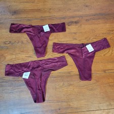  3 Auden Womens Small 4-6 Cotton Polyester Thong Underwear S Red Burgundy