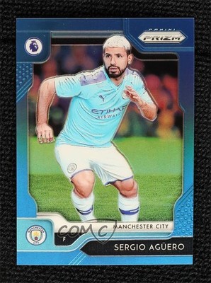 2019-20 Panini Prizm Premier League Blue Prizm 9/199 Sergio Aguero #166 07r2