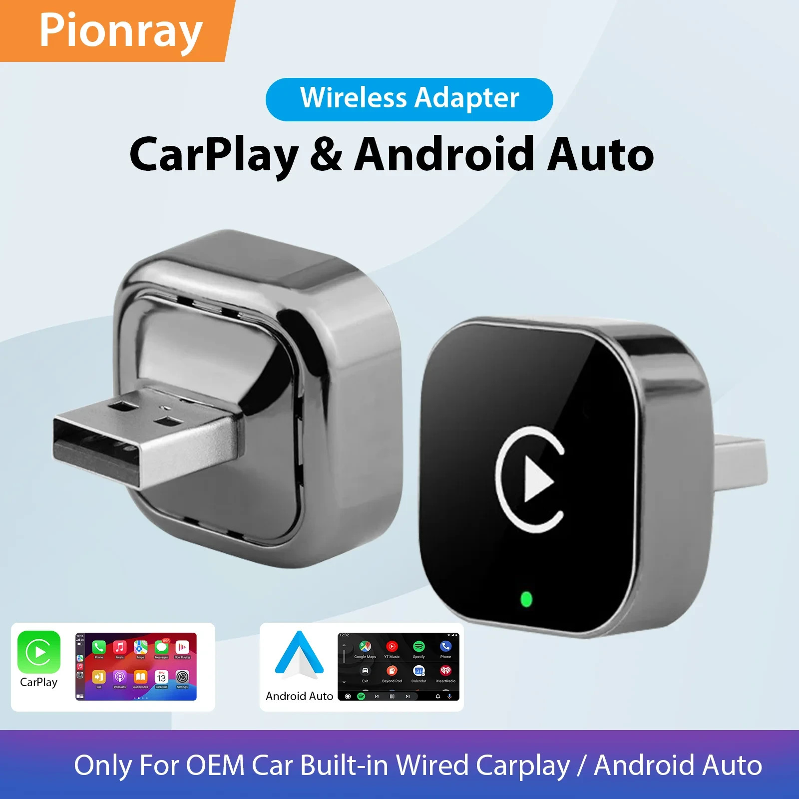 Adattatore Wireless CarPlay Android Auto Plug Play USB Dongle Smart Mini Box - Immagine 1