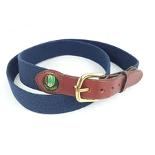 Rare Pine Valley Golf Club Embroidered Canvas & Leather Ribbon Belt Size 44 Blue