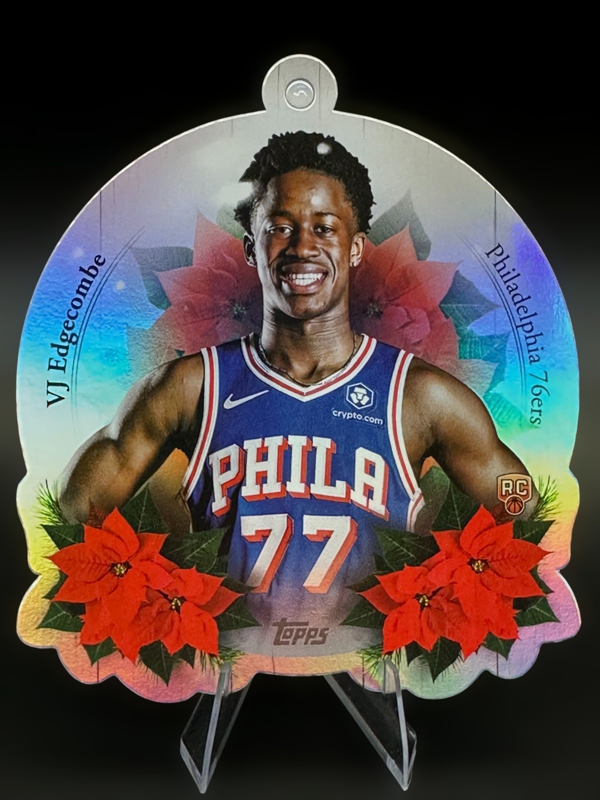2025-26 Topps Holiday VJ Edgecombe #DCO-VE Die-Cut Ornament RC 76ers