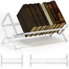 Expandable Desk Bookshelf Metal Bookcase Adjustable Shelves Modern White 45% Off