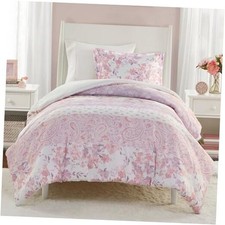 Twin Duvet Cover Set, Romantic Floral  Paisley, Solid T/TXL Duvet Cover Pink