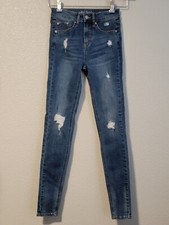 Wild Fable Jeans Womens Size 00 High Rise Skinny Distressed Denim Blue