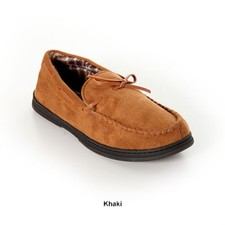 Goldtoe Men's Khaki Plaid Lined Tie Moccasins  Size M 8-9  Brand New in Box 