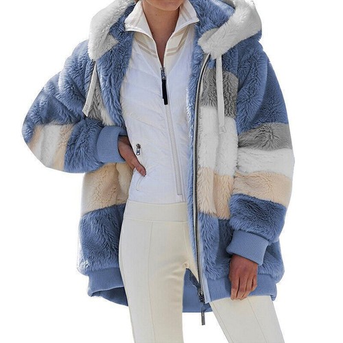 Womens Winter Warm Fleece Hoodies Coat Jacket Casual Outwear Overcoat Plus Size - Picture 5 of 11