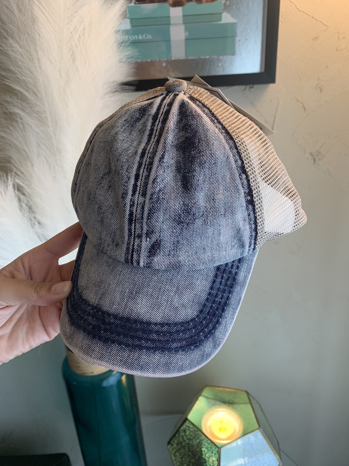 Cappello coda di cavallo nuovo con etichette cc cc jeans e crema design berretto pony