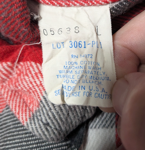 VTG FIVE BROTHER Men Large (16/16.5) Red Plaid Flannel Shirt UNION Made In USA - Picture 6 of 17