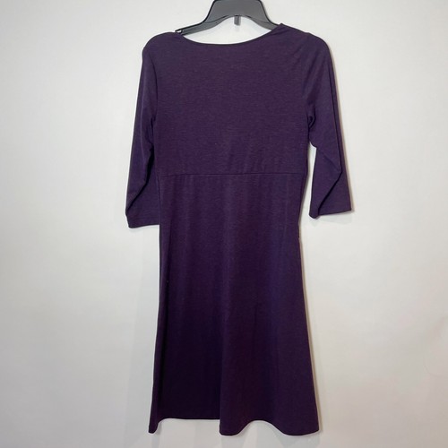 Eddie Bauer Womens 3/4 Sleeve Twisted V-Neck A-Line Dress Purple S Wool Blend - Picture 3 of 12
