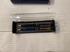 Blue Matching Pen Set W/ Gold Accents In Case Bx2 