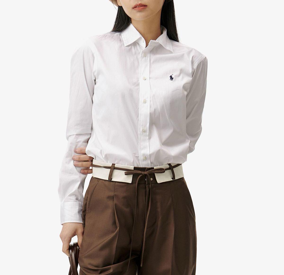 ★★POLO RALPH LAUREN★★ W Poplin Stretch Shirt White WMPOS Genuine Polo Ralph Lauren Womens Poplin Stretch Shirt