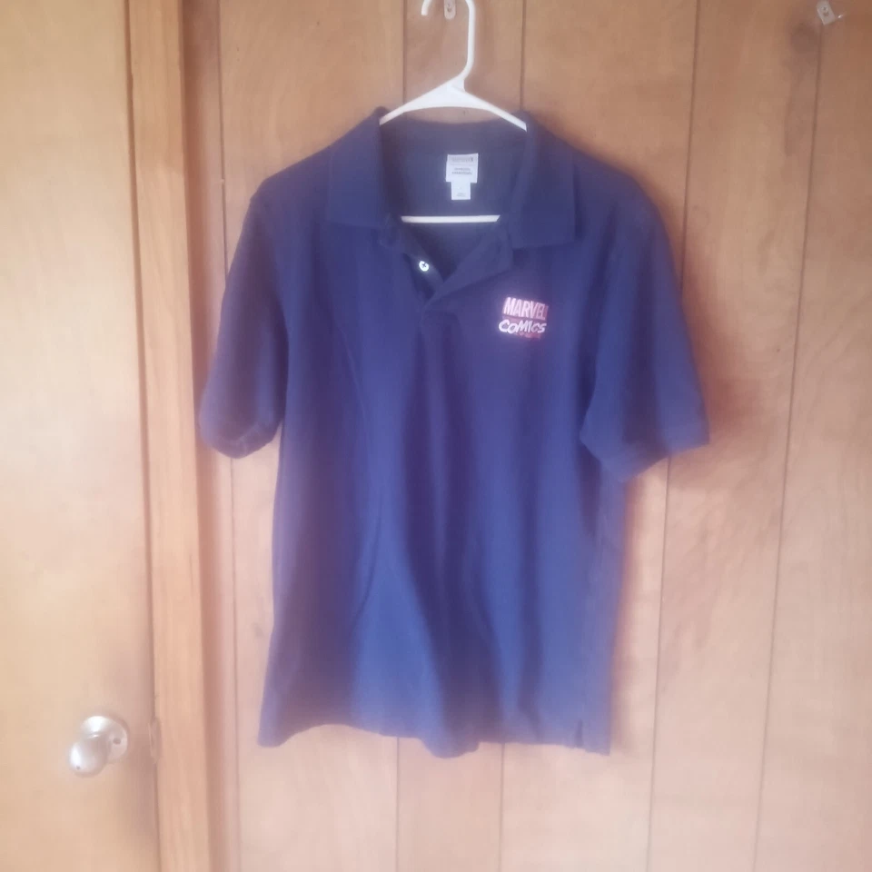 Camisa polo jersey manga corta azul marino Marvel Comics para hombre talla S Foto 2 de 4