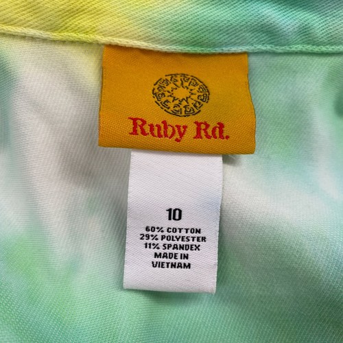 Ruby Road Denim Jacket 10 Womens M/L Tie Dye Stretch Knit Spring Summer Pastel - Picture 10 of 11