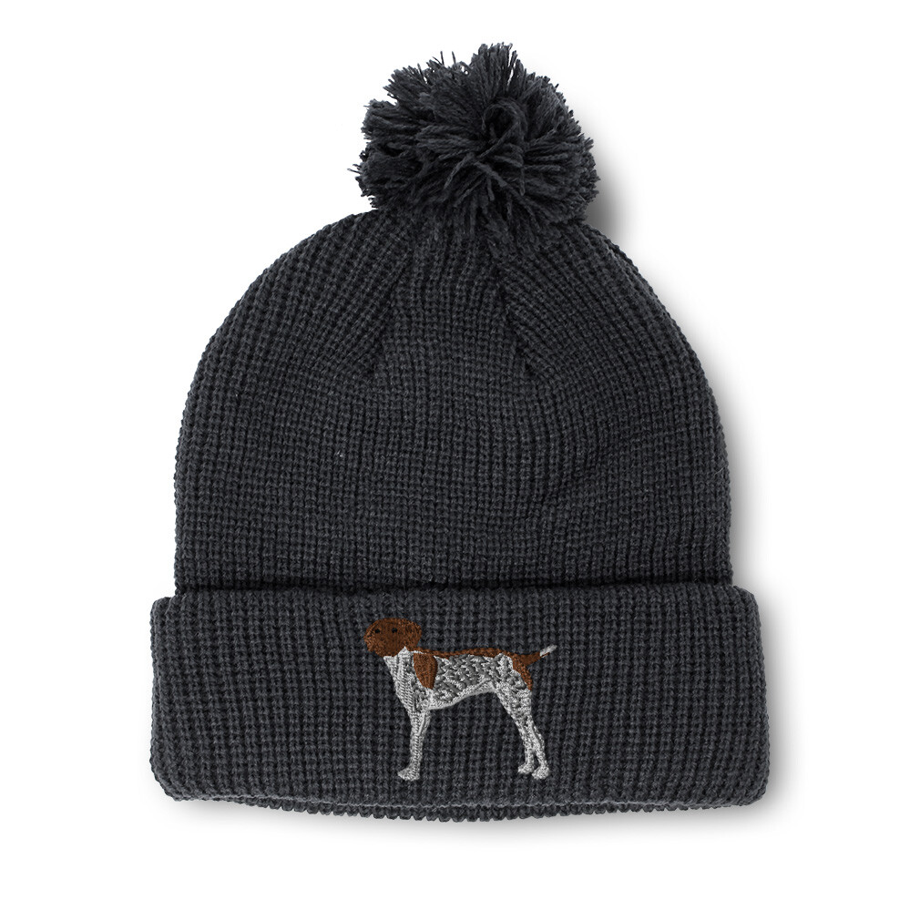 Pom Pom Beanies for Women German Shorthair Pointer B Embroidery Dogs Skull Cap
