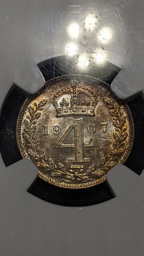 Great Britain 1907 4P 4d Fourpence Maundy NGC MS63 Choice Unc #1462 - Picture 2 of 7