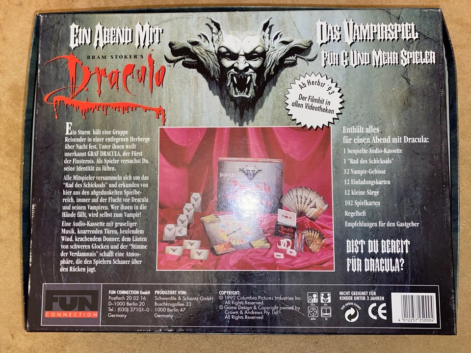 Ein Abend mit Bram Stokers Dracula Der Gruselklassiker Spiel 1992 - Unbespielt!! - Bild 2 von 4