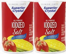 Superior Crystal The Finer Iodised Salt, 2 Pack Each 26 Oz