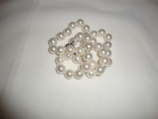 collana di perle di conchiglia bianco candido 9-10mm annodate professionalmente