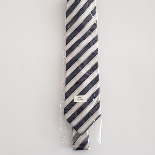 Original Mijas Herren Anlass / Business Krawatte - Navyblau silber gestreift - Picture 3 of 3
