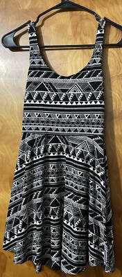 victoria secret pink skater dress Victoria Secret Pink Fit Flare Skater Tank Dress Aztec Tribal Size S Black Tan