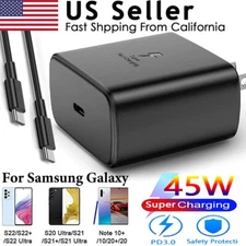 6FT Cable+45w Type USB-C Super Fast Wall Charger For Samsung Galaxy S20 S23 S22