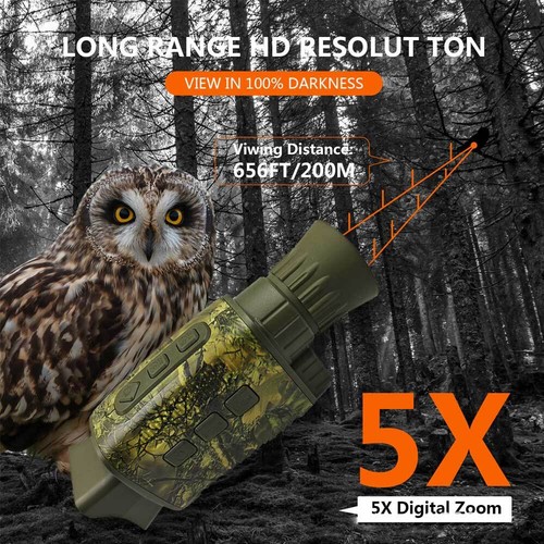 4K HD IR Night Vision Monocular Goggle Hunting 5X Digital Zoom Day/Night Camera - Picture 8 of 21